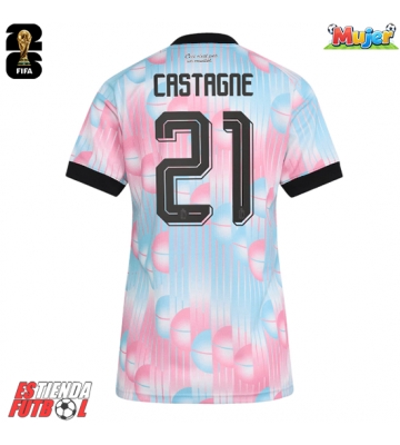Bélgica Timothy Castagne #21 Segunda Equipación Mujer Mundial 2026 Manga Corta